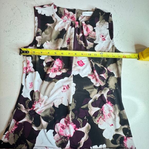 Calvin Klein Sz Small Floral Print Sleeveless Blouse - Picture 7 of 11